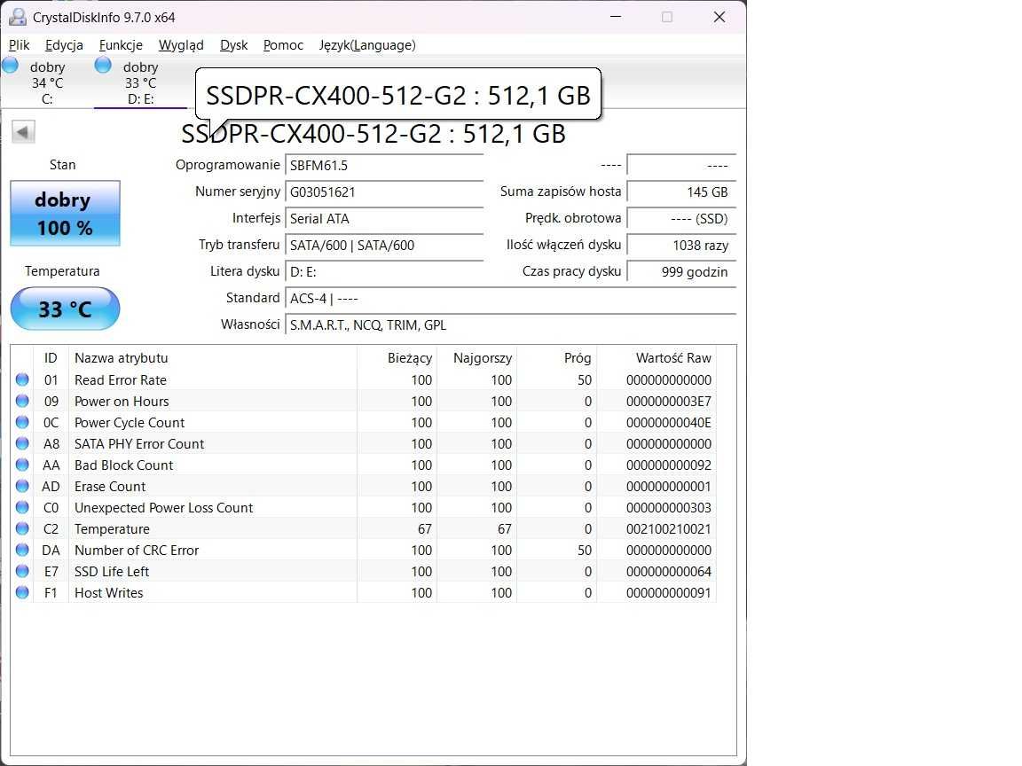 Dysk SSD Goodram CX400 512 GB SATA III 2,5"