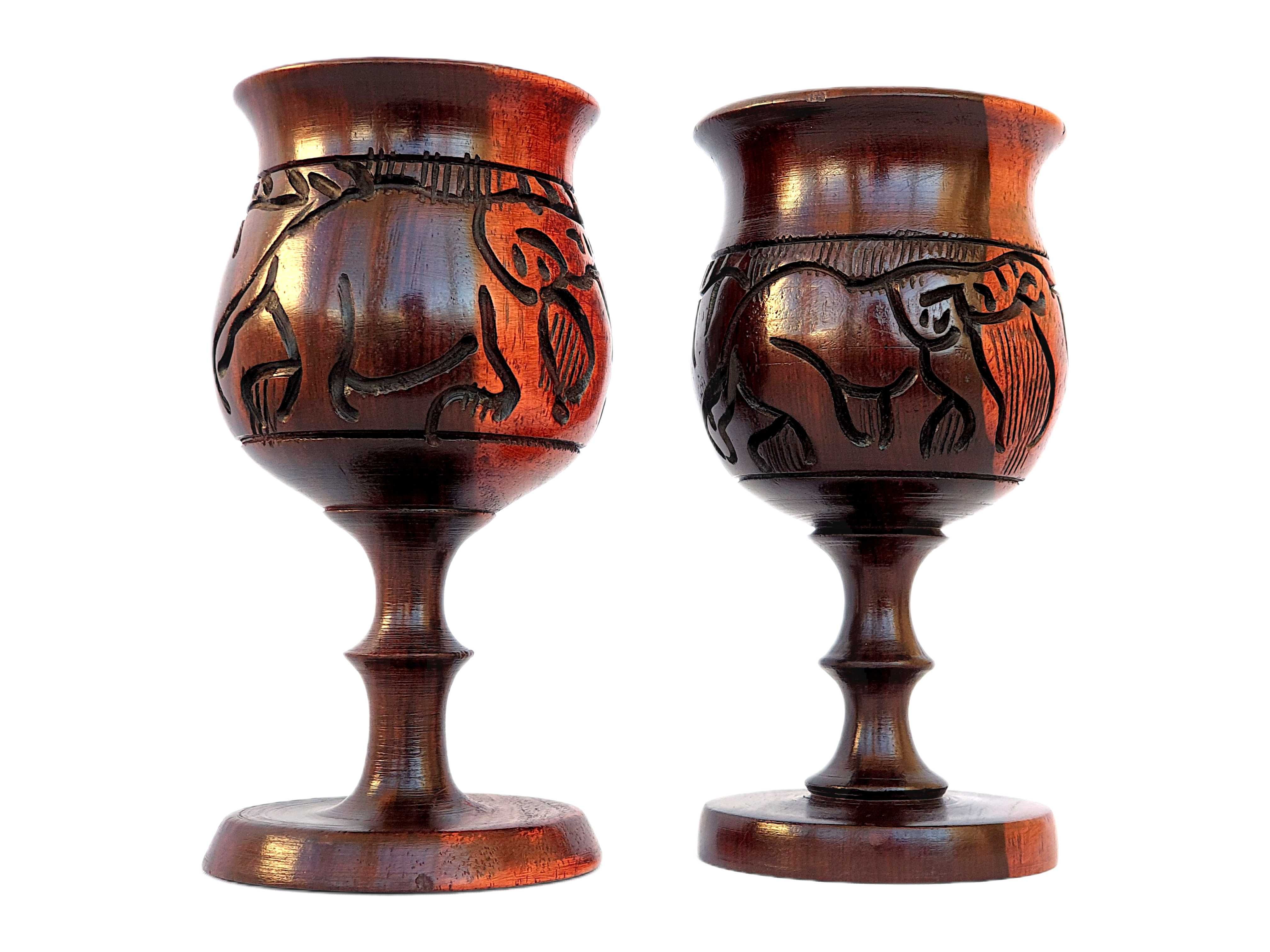 Artesanato africano Cálices e copos de vinho  em madeira exótica(Novo)