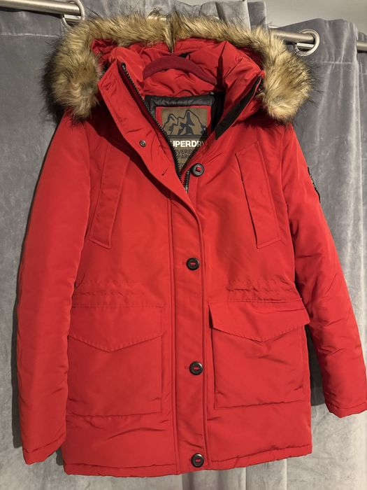 Kurtka zimowa parka damska czerwona Superdry rozmiar 36