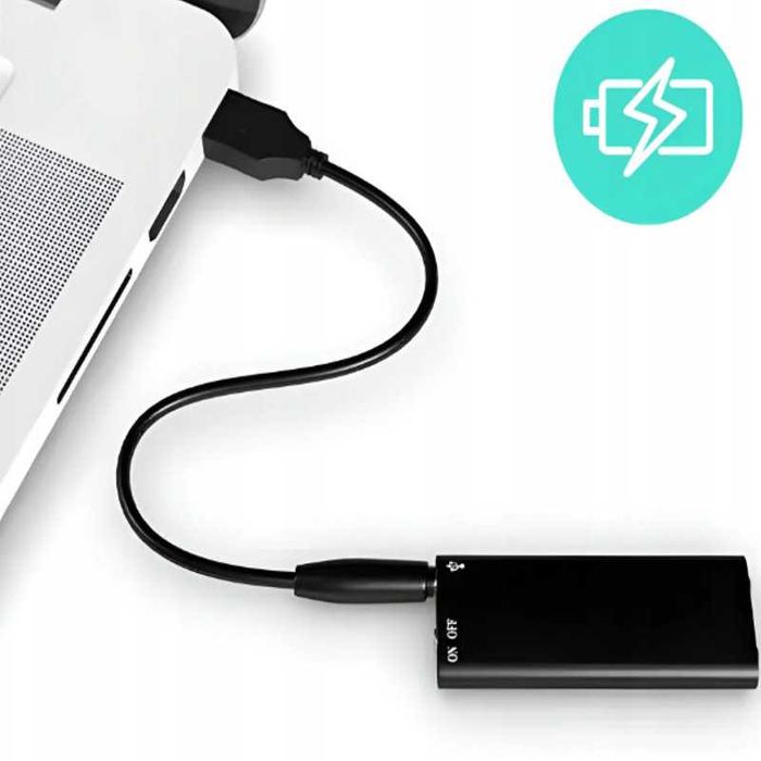 Mini dyktafon podsłuch 16GB aktywacja głosem szpiegowski ukryty
