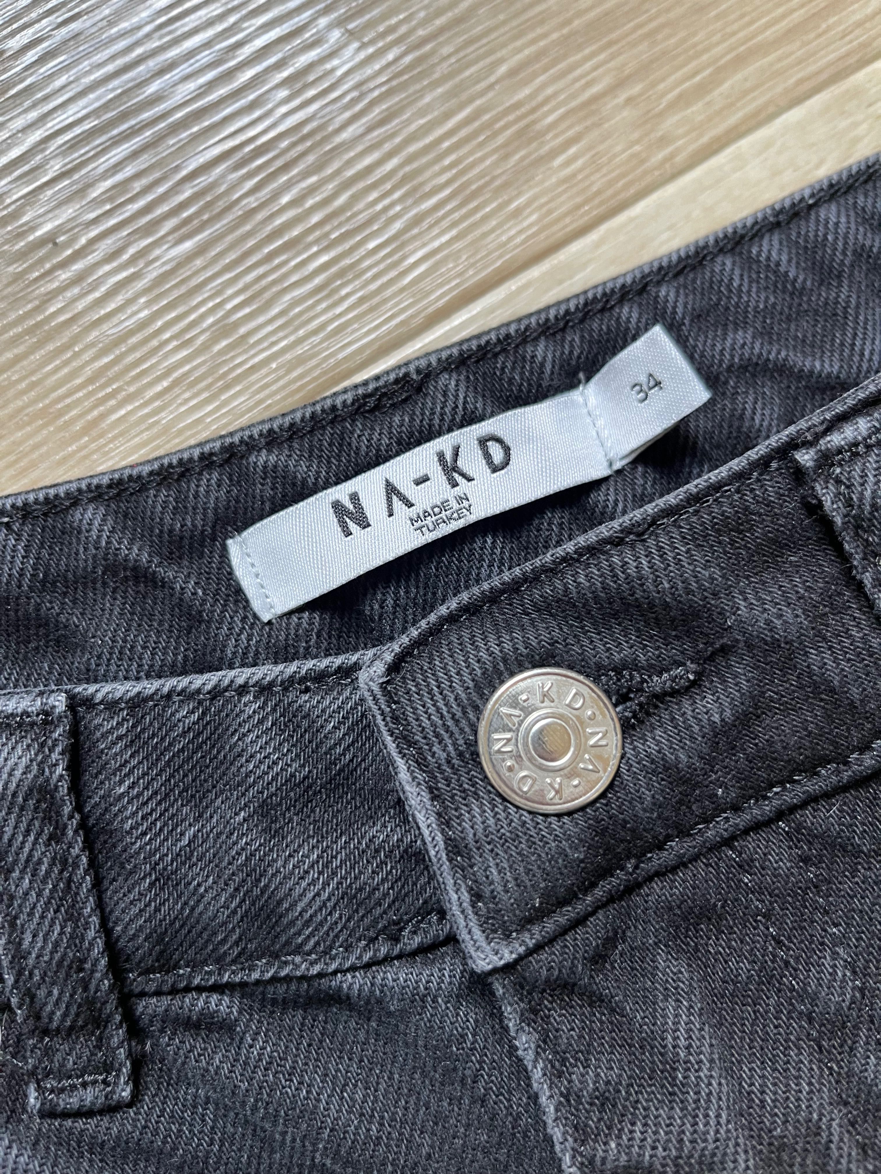 Jak nowe dżinsy denim Na-kd r. 34 XS wysoki stan proste nogawki