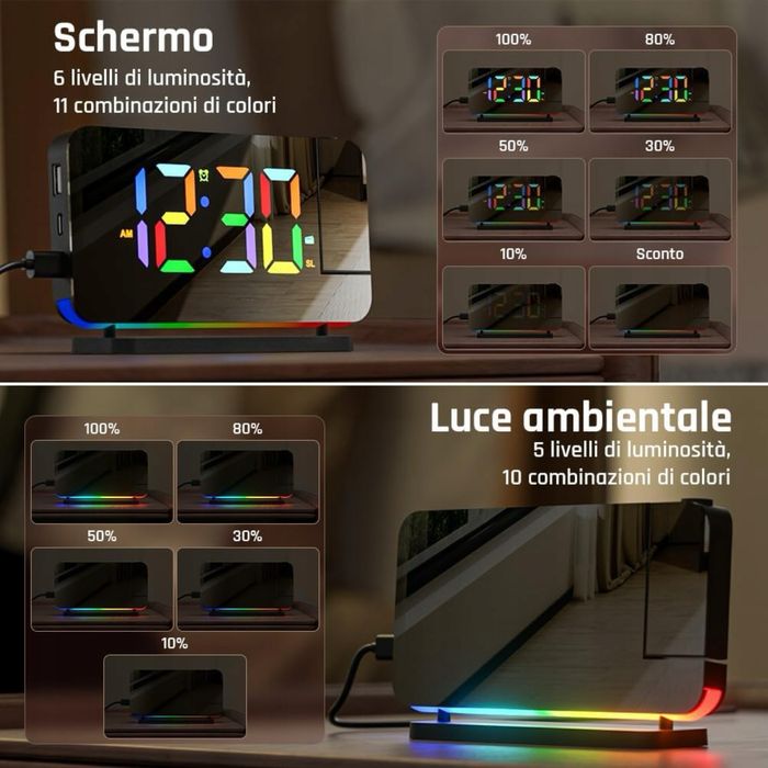 Cyfrowy budzik przyłóżkowy z rzutnikiem