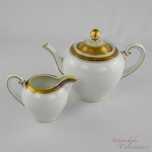 Bule e leiteira porcelana Artibus decorados a ouro