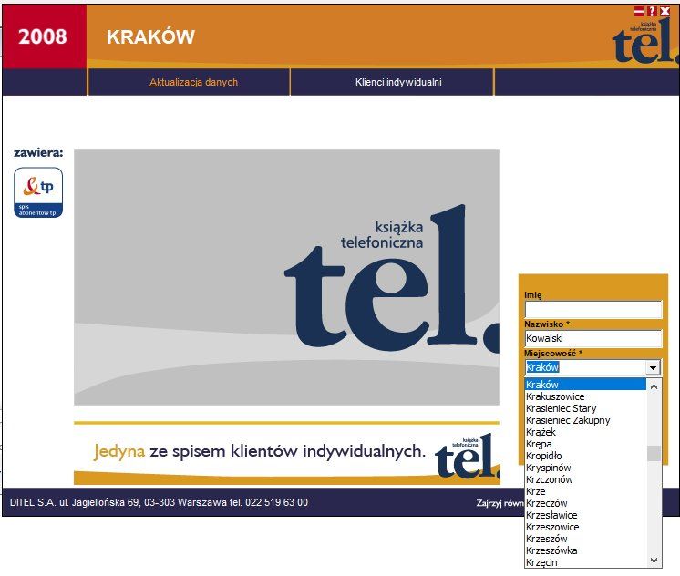 Książka telefoniczna Kraków i małopolska (sąsiednie powiaty) 2008
