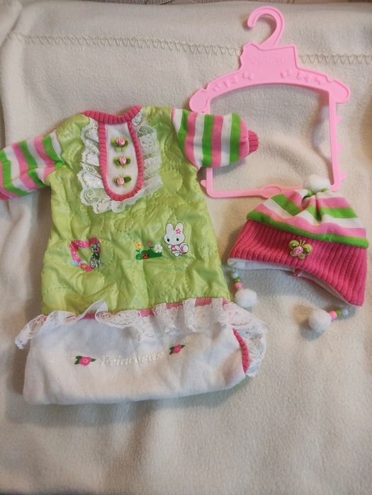 Одяг для пупса 40-43см типу Бебі борн Baby теплий конверт кофта шапка