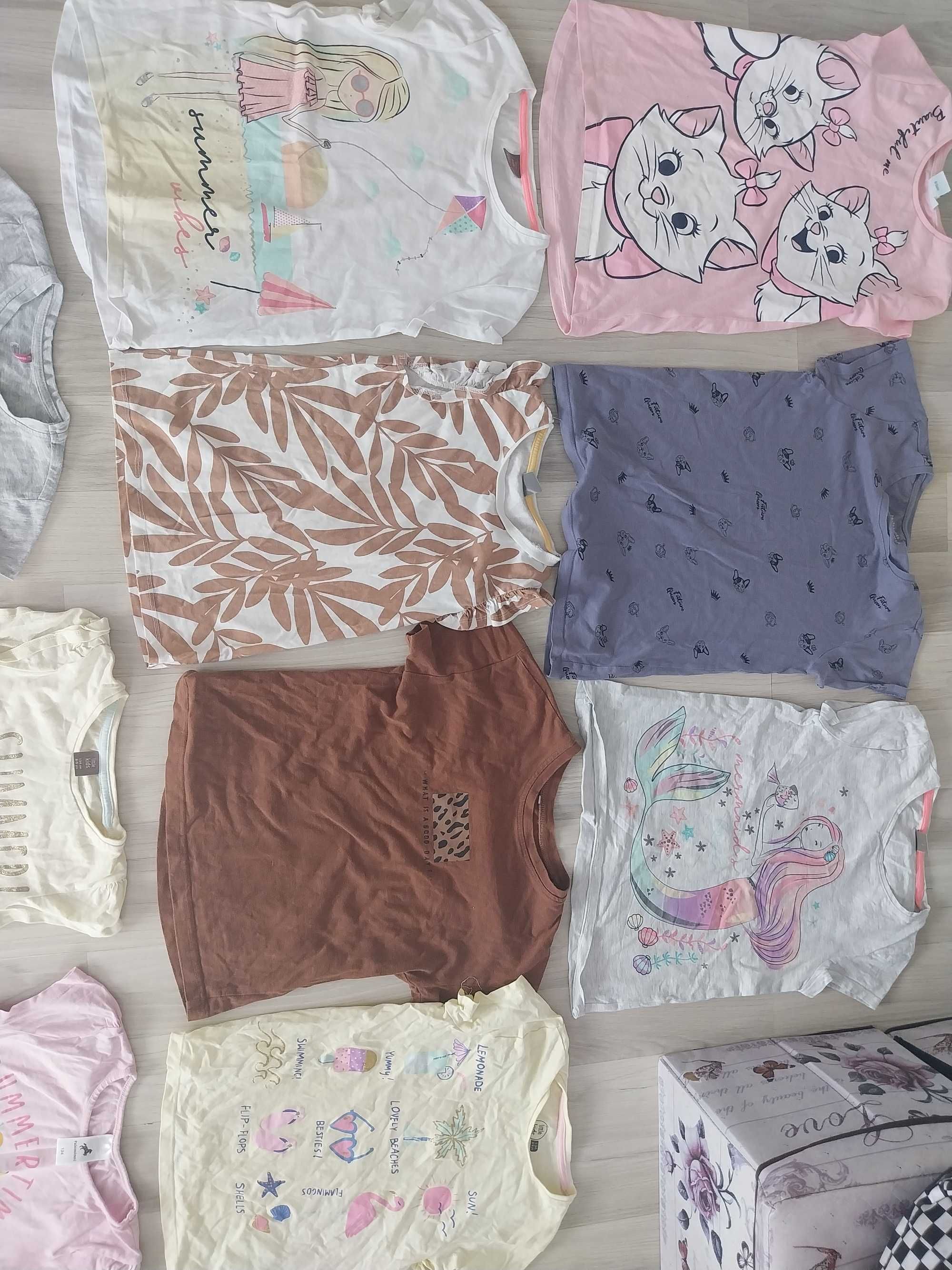 Zestaw koszulki t-shirt krótki rękaw rozmiar 134 dziewczynka