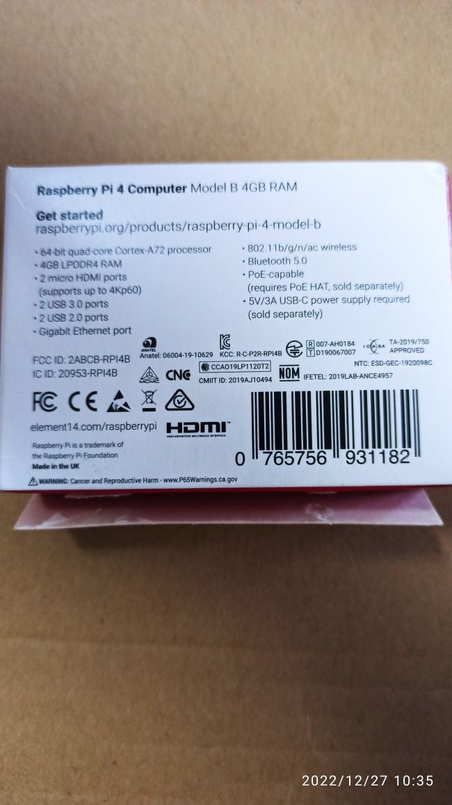 Raspberry Pi 4 Computer Model B 4GB RAM