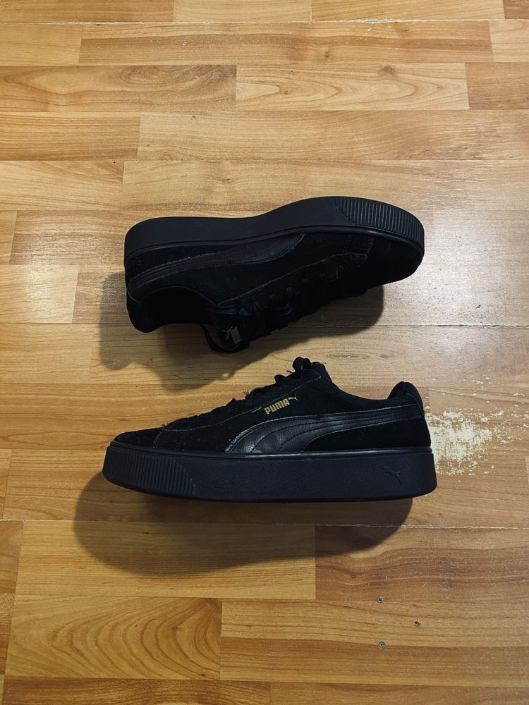 (41р 26,5см) PUMA VIKKY Женские черные замшевые кроссовки кеды