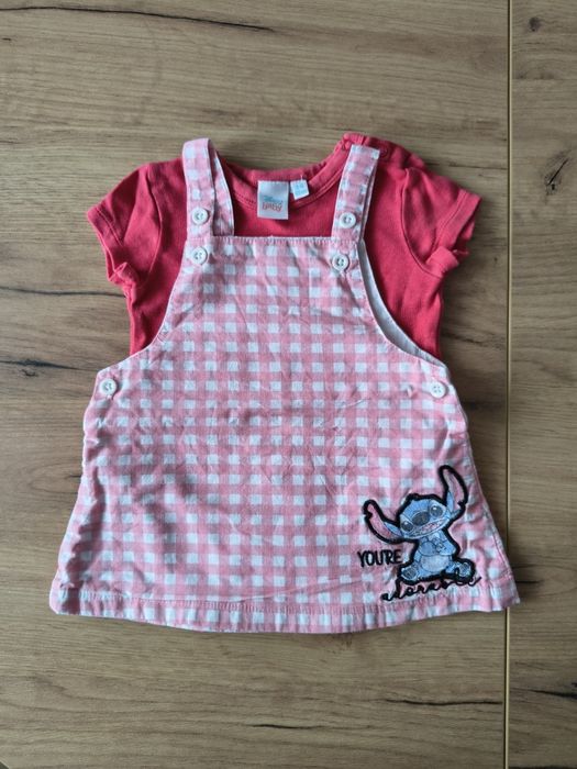 Komplet niemowlęcy Stich sukienka + body krótki rękaw rozmiar 68