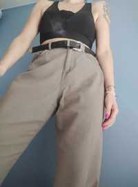 Bawełniane luźne spodnie khaki typu paperbag