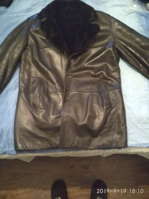 Зимняя мужская кожаная куртка