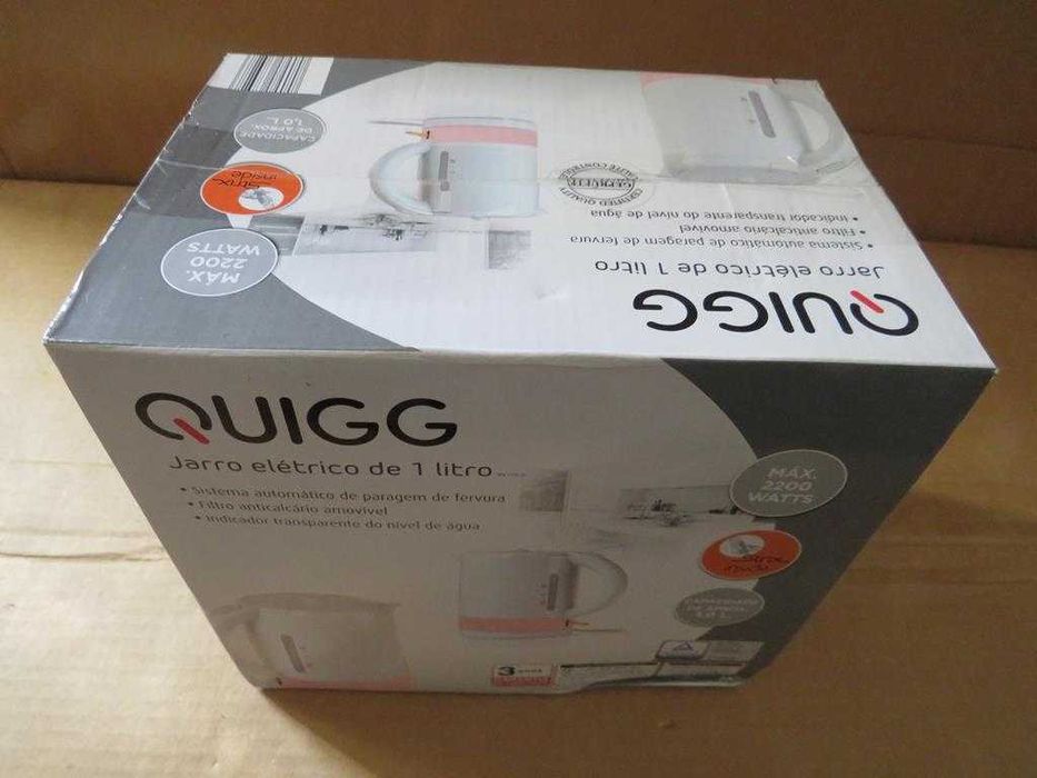 Jarro elétrico 1L Potência 2200W Marca QUIGG NOVO EMBALAGEM FECHADA 8€