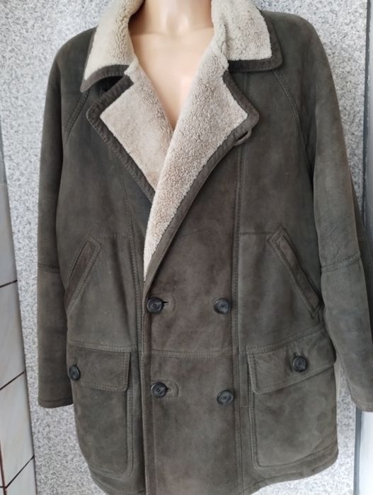 Kożuch męski jagnięcy miękki xl/xxl parka skórzana modny design
