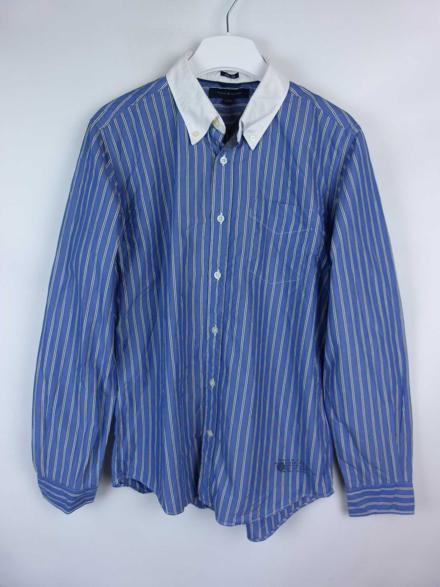 Tommy Hilfiger elegancka koszula paski bawełna / M