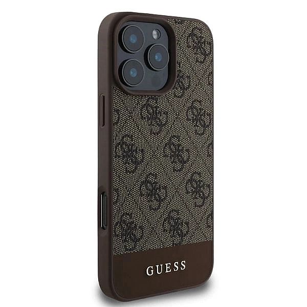 Etui Guess 4G Bottom Stripe na iPhone 16 Pro - brązowe