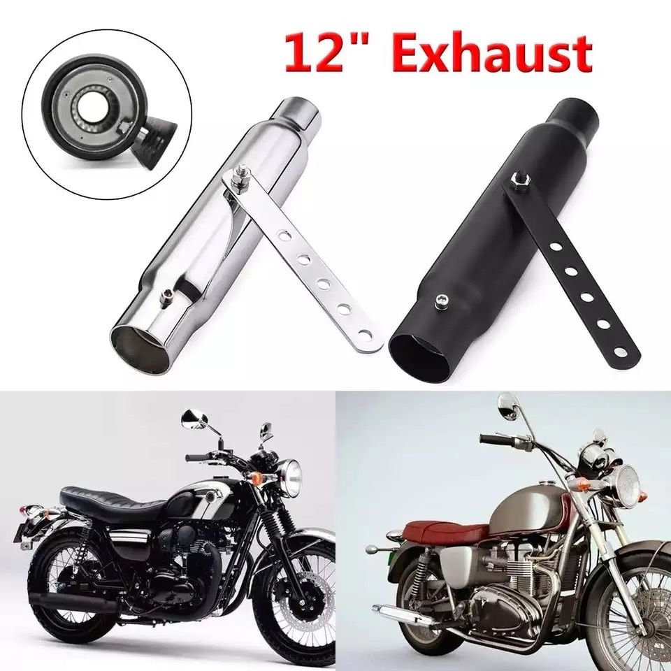 Escape curto 32 cm  moto cafe racer cromado ou preto