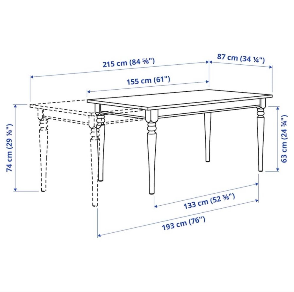 Stół INGATORP krzesło x6 INGOLF białe IKEA SUPER stan!