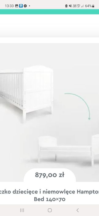 łóżeczko niemowlęce/dziecięce 2w1 Woodies Hampton Cot Będzie 140x70