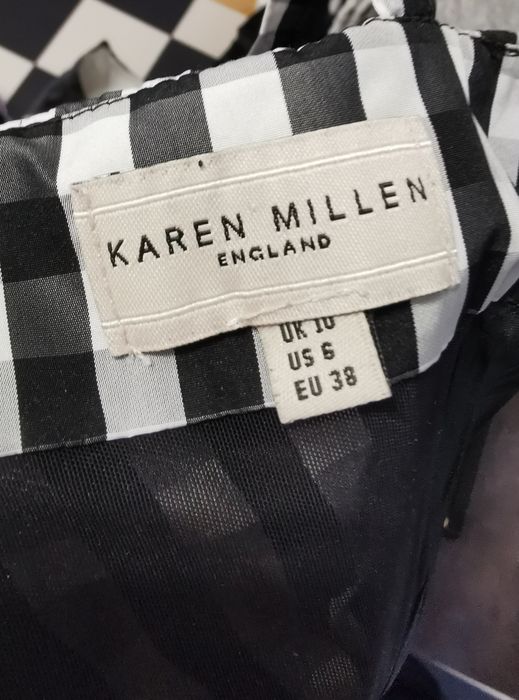 Karen Millen sukienka gorsetowa rozkloszowana pepitka kratka retro 50s