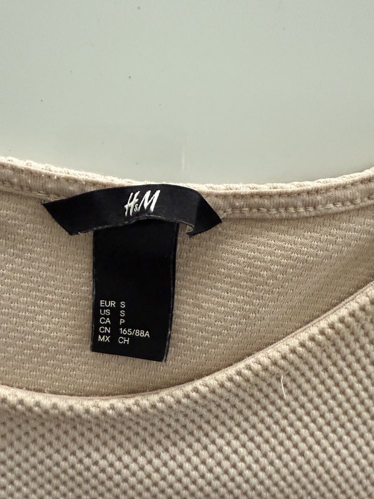Bluzka H&M z baskinką S, 36, beż