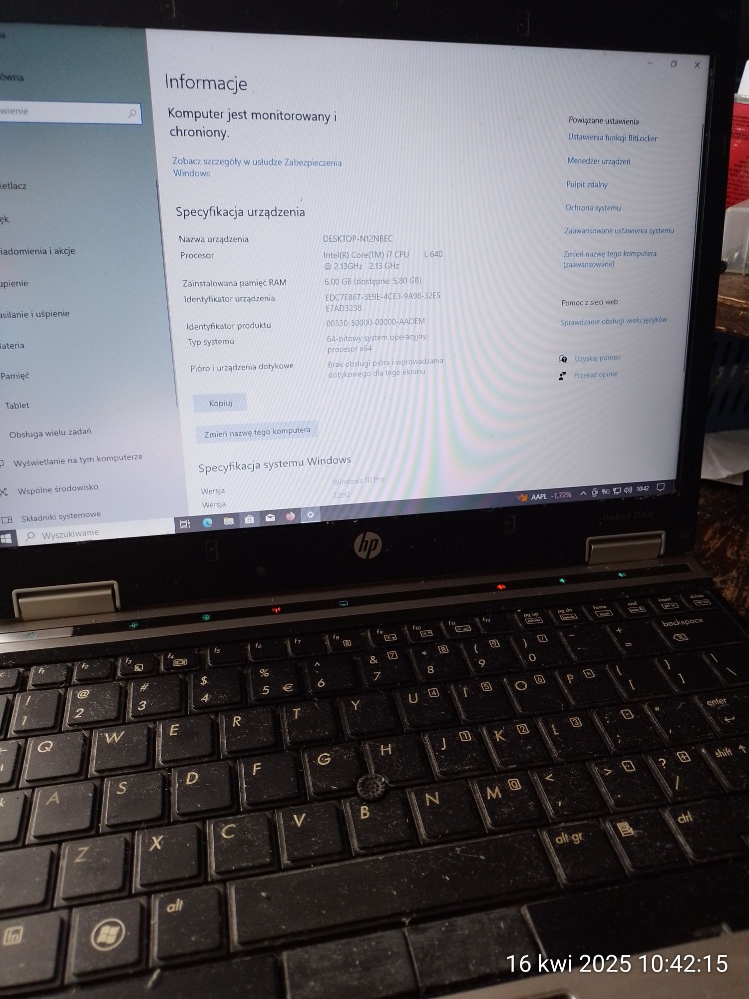 Laptop HP ELITEBOOK 2540P 12,1 " Intel Core i7 6 GB / 160 GB