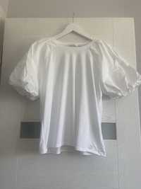 Calvin Klein biała elegancka bluzka bufki rozmiar L