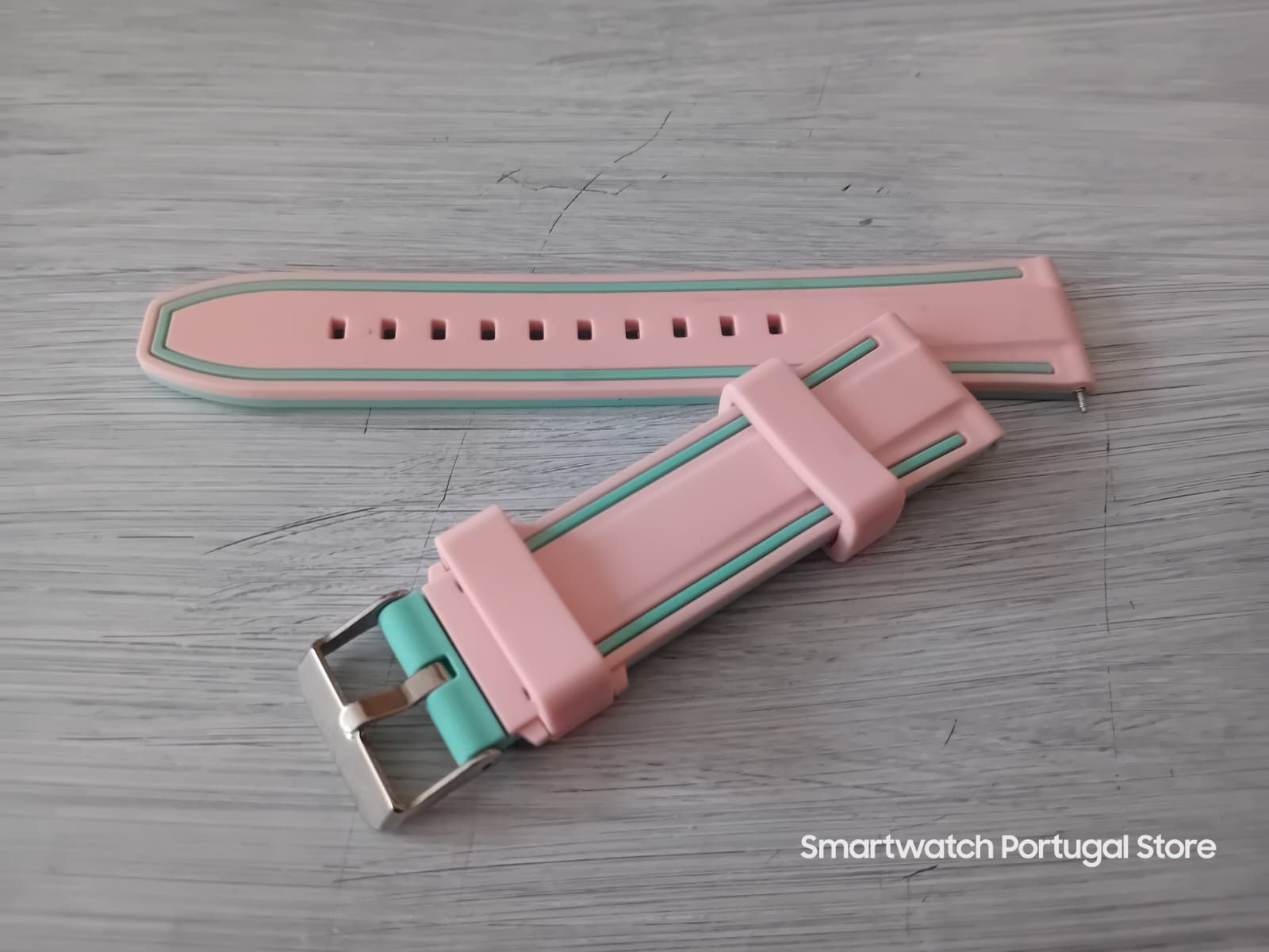 Bracelete 22mm em silicone  : Rosa e Verde