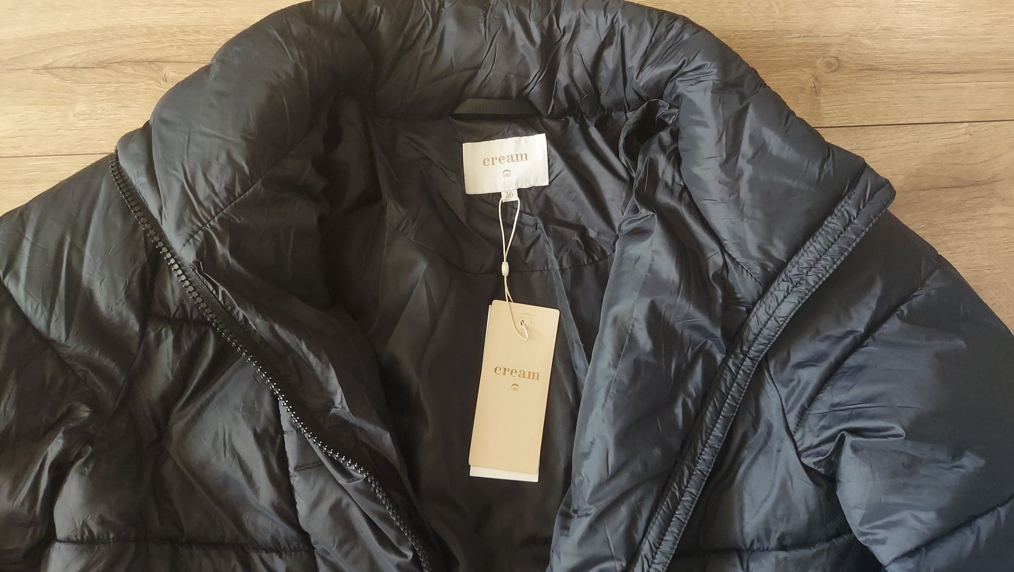 Nowy puchowy czarny  płaszcz zimowy kurtka Cream oversize