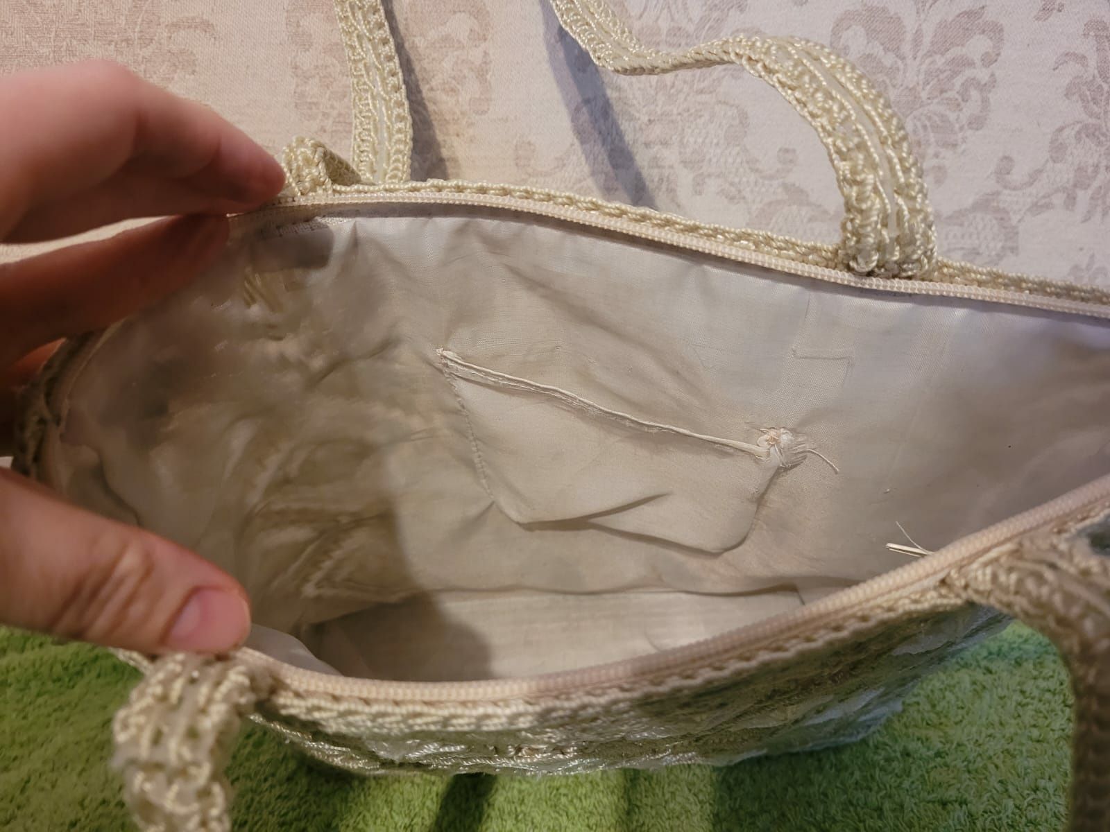 Torebka vintage jasno zielona beż