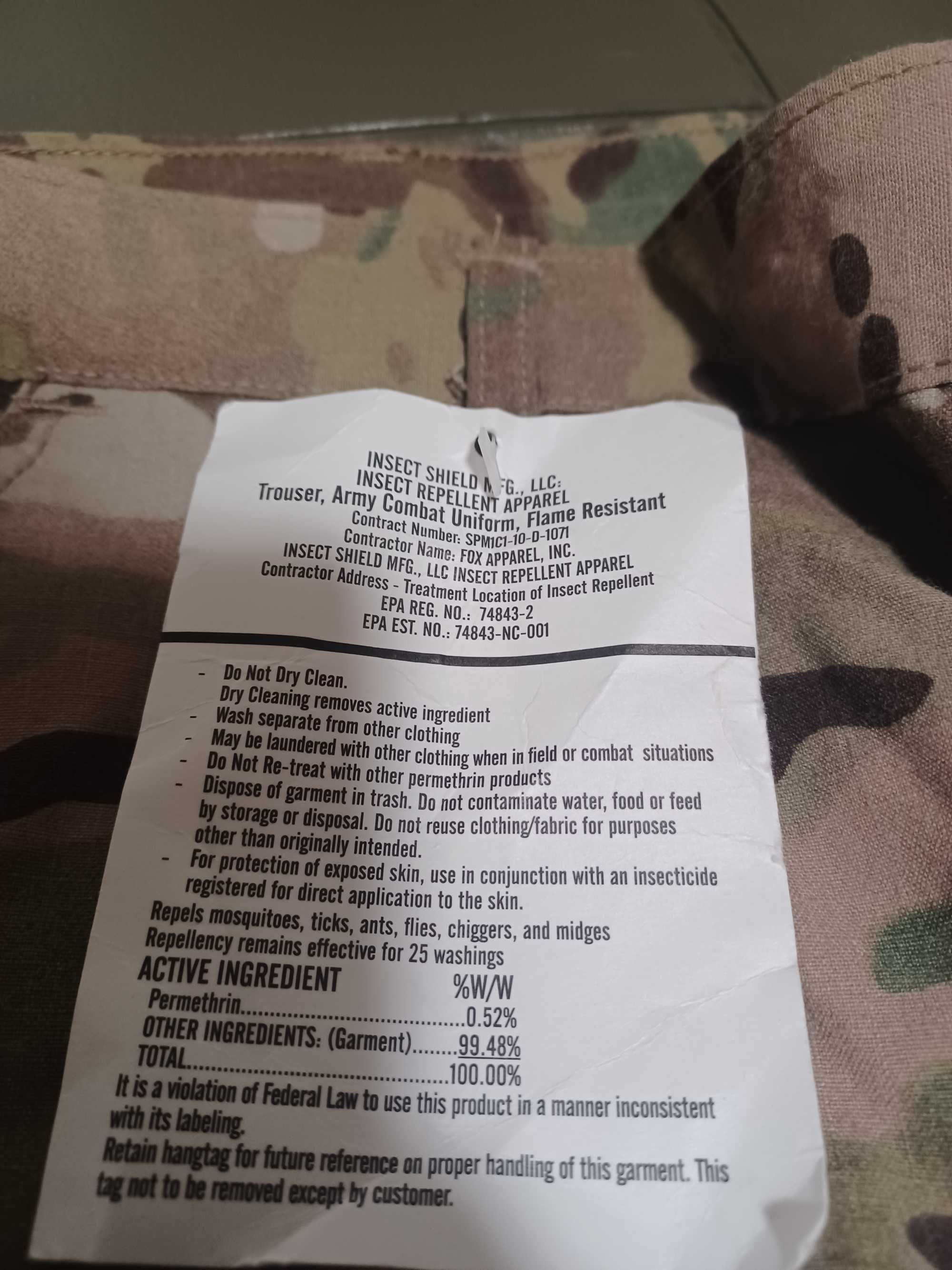 Spodnie wojskowe multicam US Army L/R