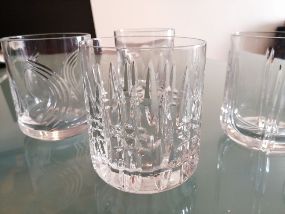 Copos cristal whisky conj de 4 diferentes