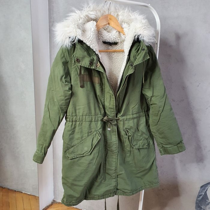 Parka zimowa 38 płaszcz futro