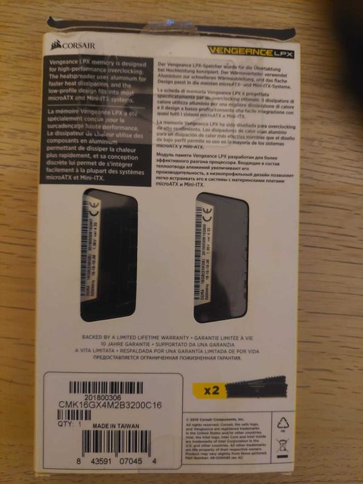 Memoria RAM Corsair 16GB Vengeance LPX DDR4 3200MHz CL16 (2x8gb)