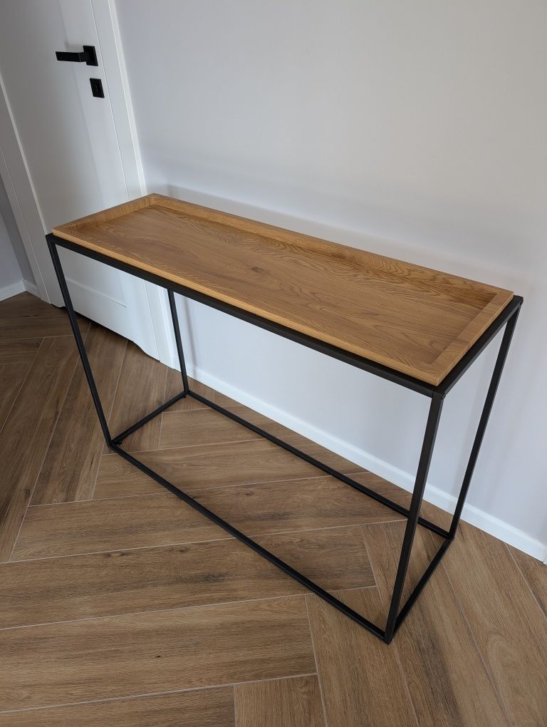 Wąska dębowa konsola w stylu loft