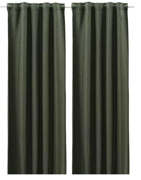 Par de cortinados verde escuro