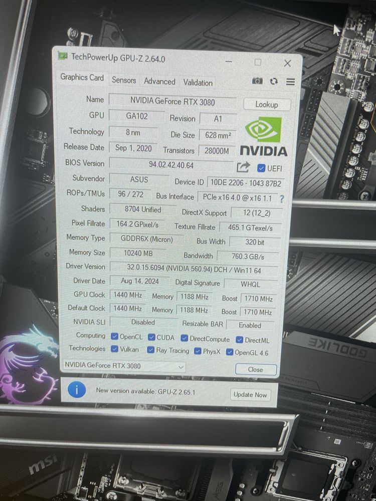 Відеокарта asus tuf rtx 3080