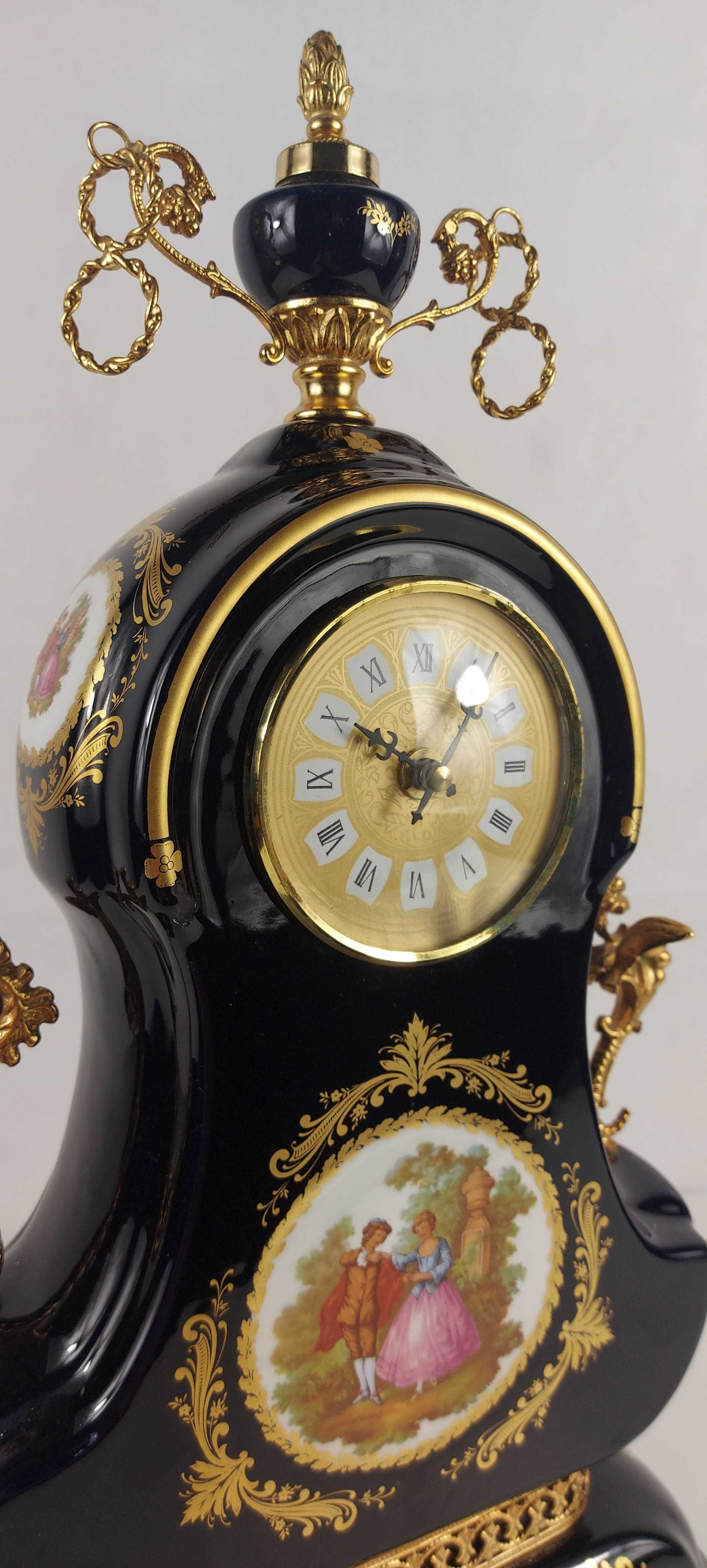 Piękny duży porcelanowy zegar LIMOGES  - Francja