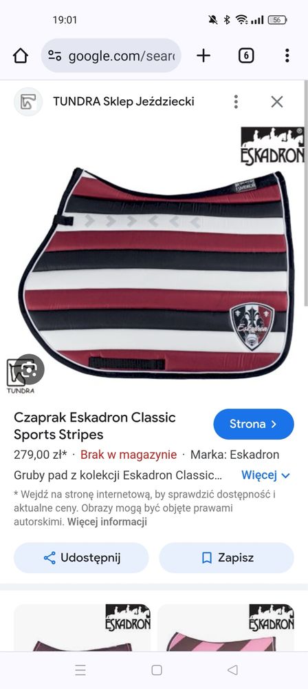 Czaprak eskadron cs stripes full vs