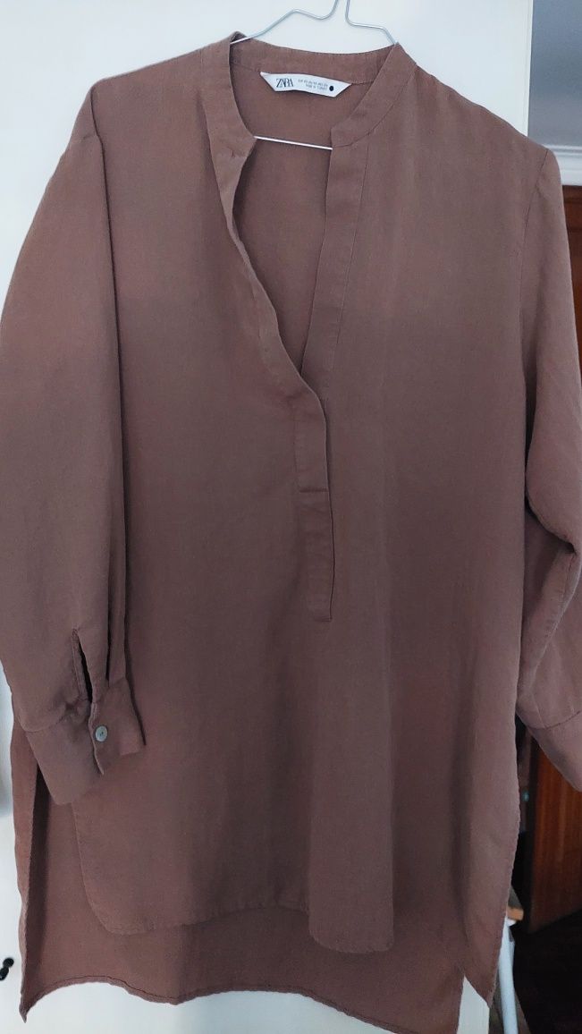 Camisa/blusa Zara ,tamanho XS,castanho claro, em  bom estado