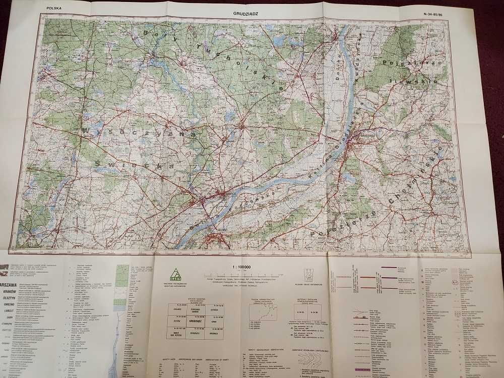 Zestaw 75 sztuk Map topograficznych Polski skala 1 do 100 tysięcy