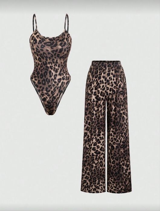 Леопардовий костюм в ідеальному стані боді і широкі штани