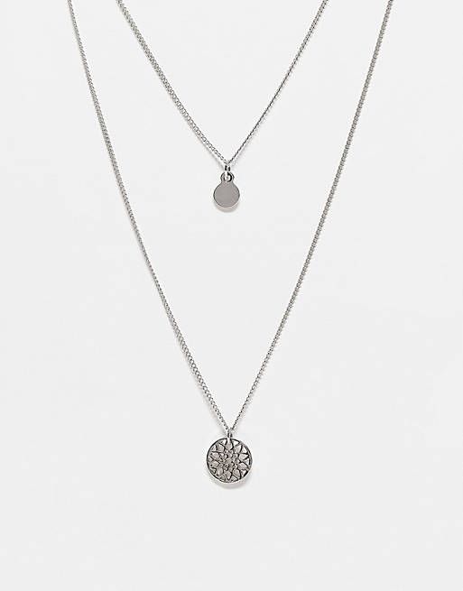 ASOS DESIGN Łańcuszek Podwójny Rozetka Srebrny Stal 30102