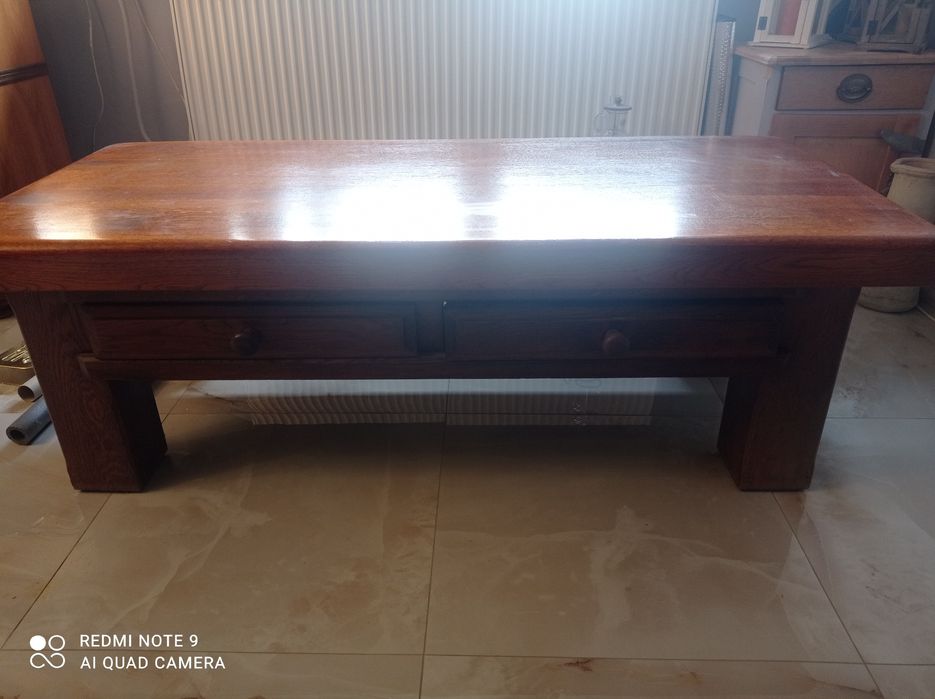 Ława dębowa z szufladami