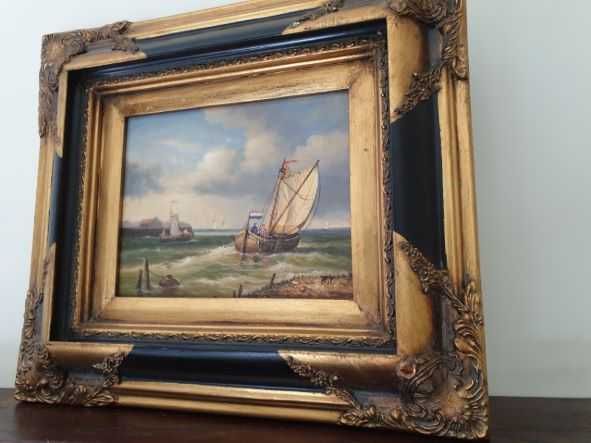 Obraz olej płótno w pięknej ramie , sygnowany , Biggs&Sons.