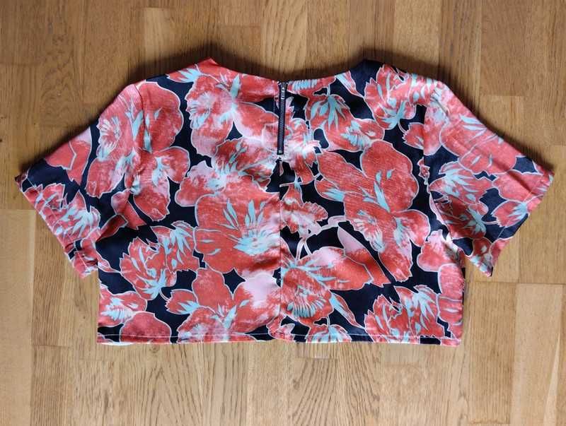 Kwiecisty crop top, oversize, floral, turkus, koral, mięta, NAANAA