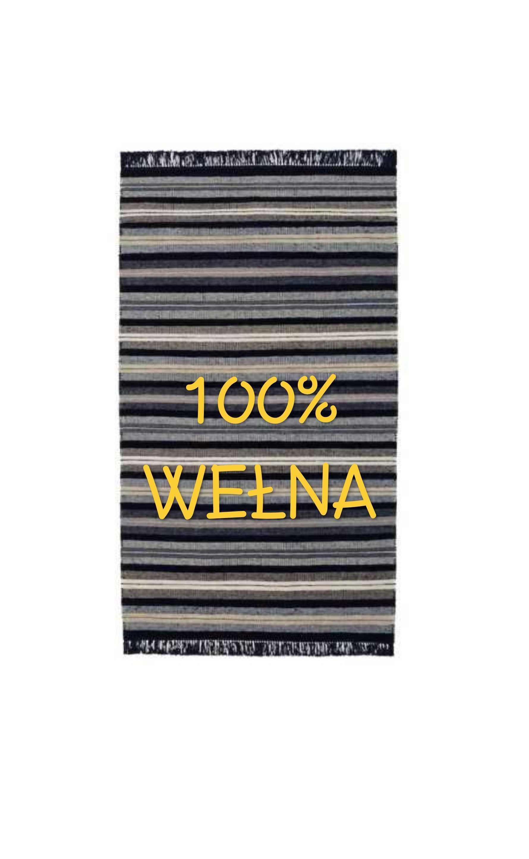 IKEA RAVAROR dywan w pasy chodnik 100% wełna