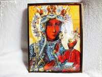 Stary obraz święty Matka Boska z dzieciątkiem w koronie