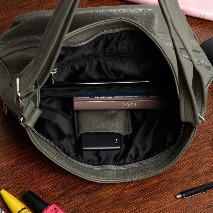 Dwukomorowa duża SKÓRZANA nubuk Torba polska do pracy codzienna damska