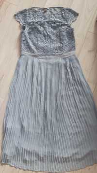 Sukienka nowa H&M koronkowo plisowana błękitna/gołębia, r. M