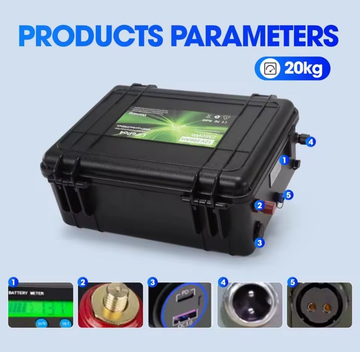 Akumulator LifePO4 12V 200ah z bluetooth i ładowarką